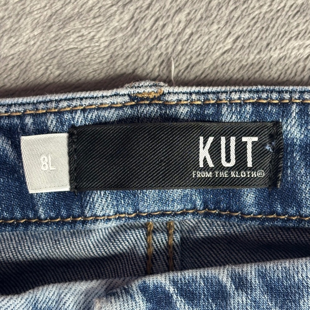 KUT from the Kloth Meg Wide Leg Jeans Womens 8 Blue High Rise Hemmed 23" inseam - Picture 3 of 9
